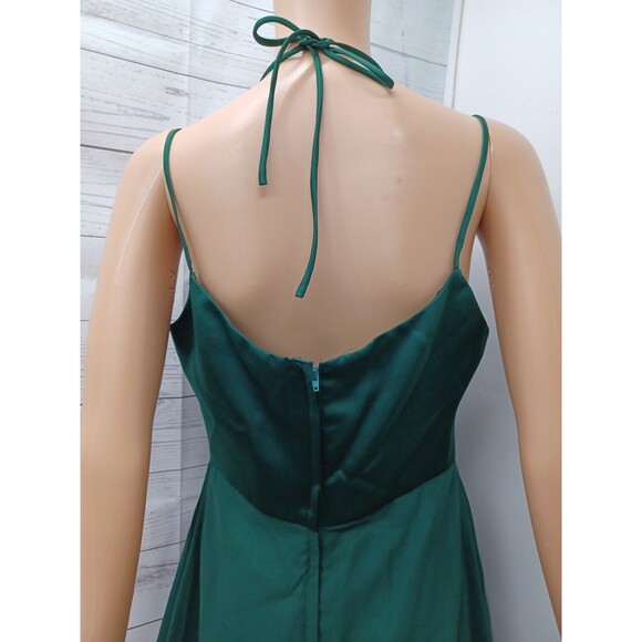 Alfred Angelo Ballgown Formal Green Dress Spaghetti Strap Halter Neck Sz 7/8 - Picture 6 of 12